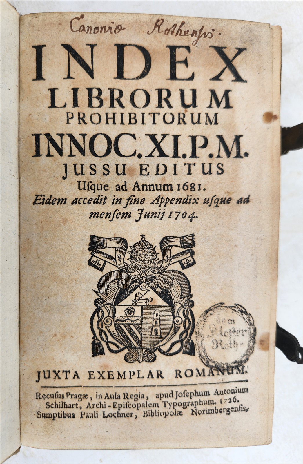 1726 INDEX of PROHIBITED BOOKS PRAGUE antique PIGSKIN BINDING Index librorum