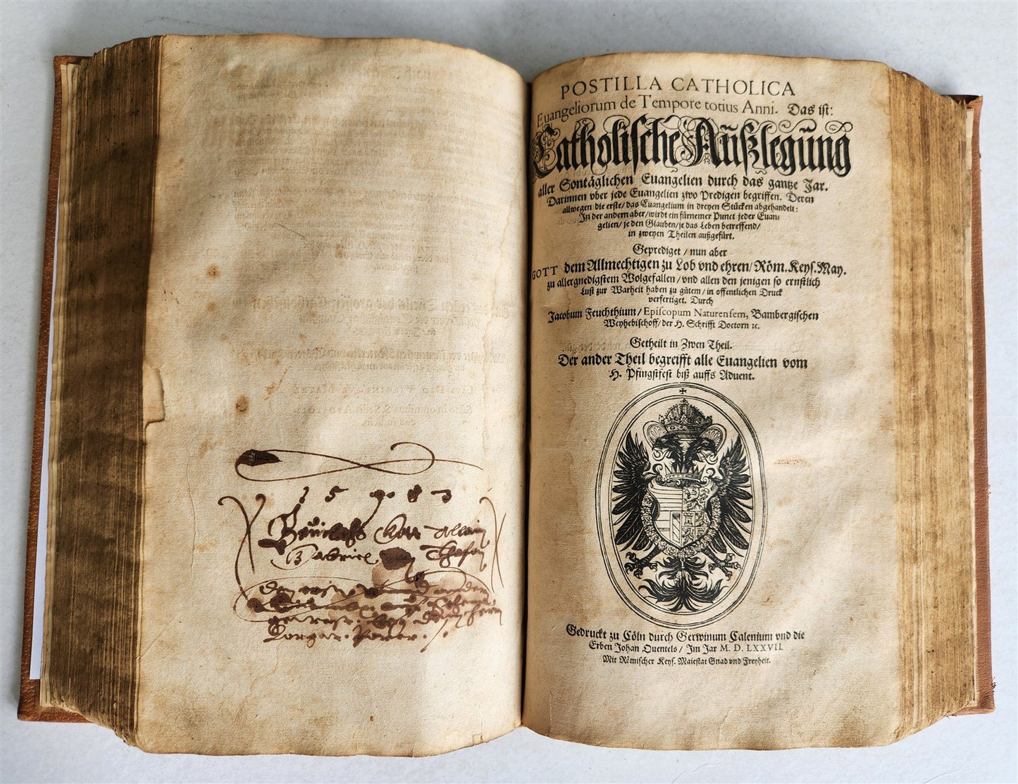 1577 BIBLE COMMENTARIES by J. Feucht ILLUSTRATED antique 16th century FOLIO