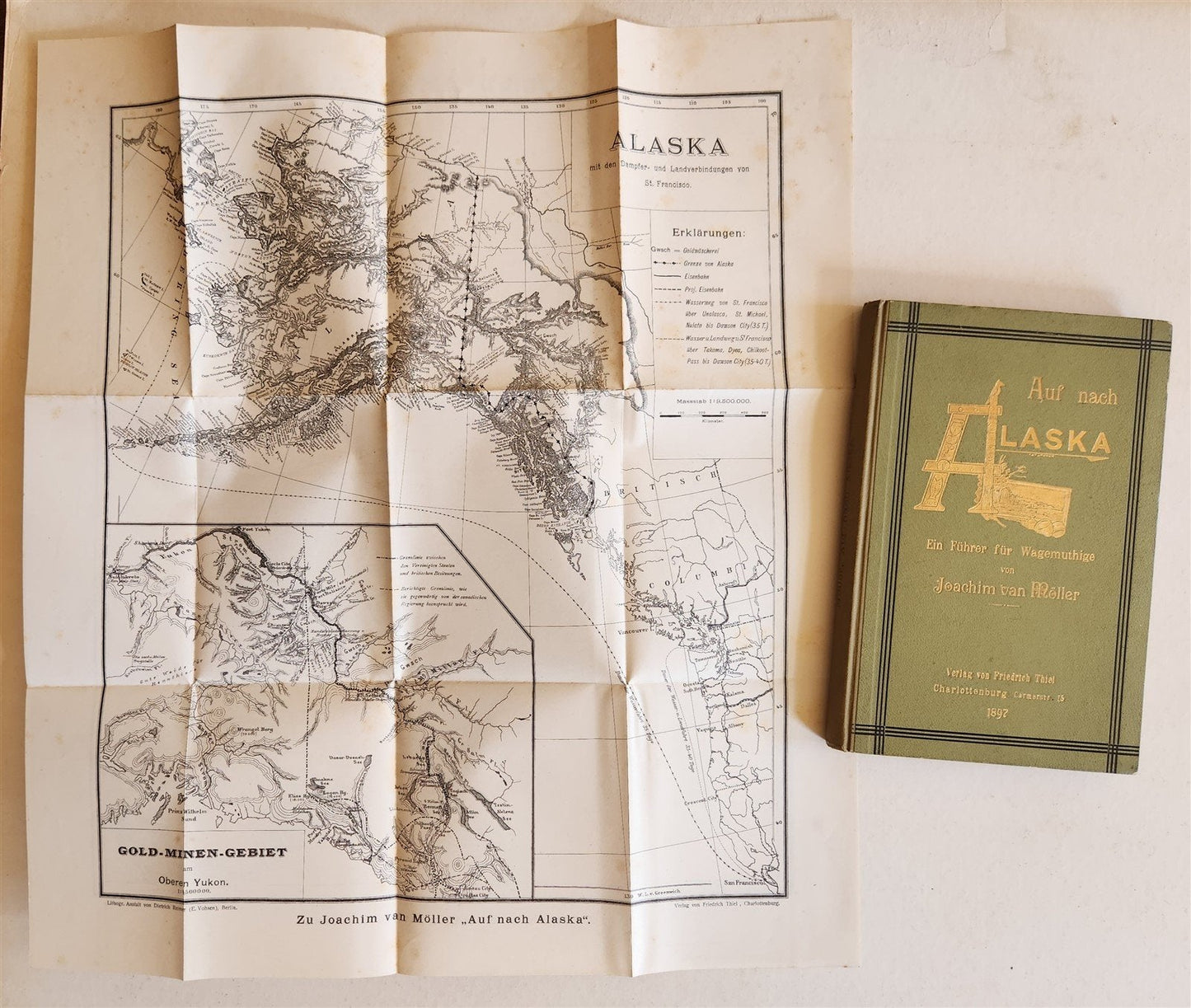 1897 Auf nach ALASKA by J. Moller antique ILLUSTRATED in GERMAN