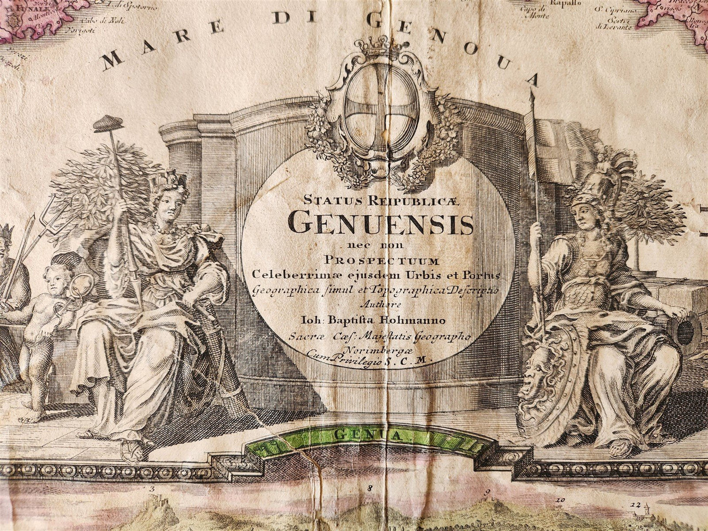 1700s GENOA ITALY antique MAP Status Republica Genuesis by J. HOMANN rare