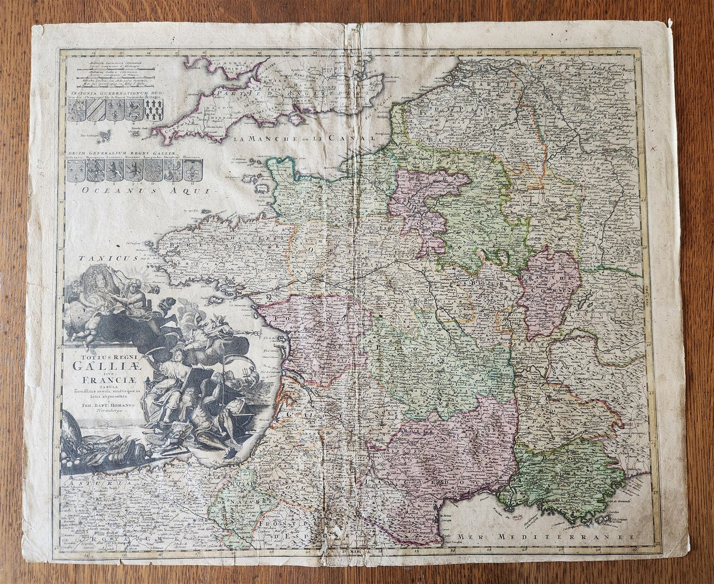 1720 FRANCE antique MAP Totius Regni Galliae sive Franciae Tabula JOHANN HOMANN