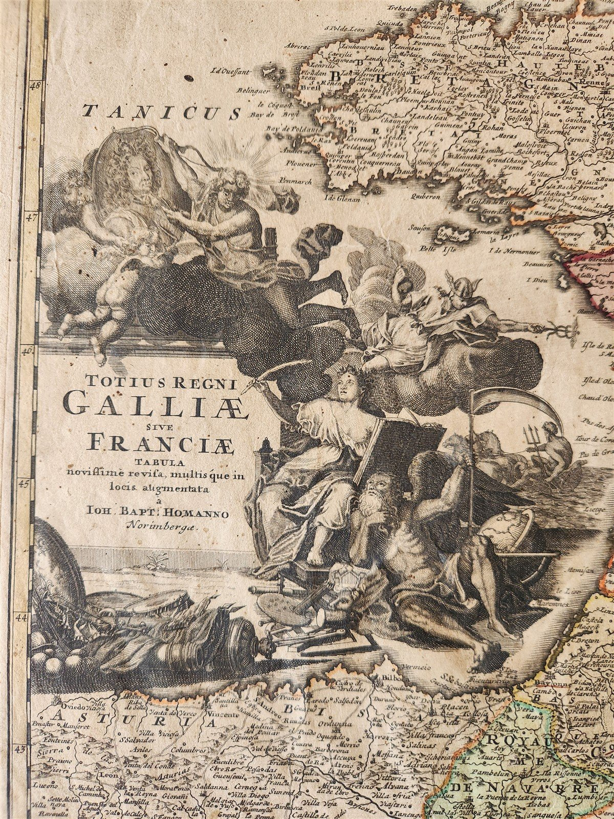 1720 FRANCE antique MAP Totius Regni Galliae sive Franciae Tabula JOHANN HOMANN