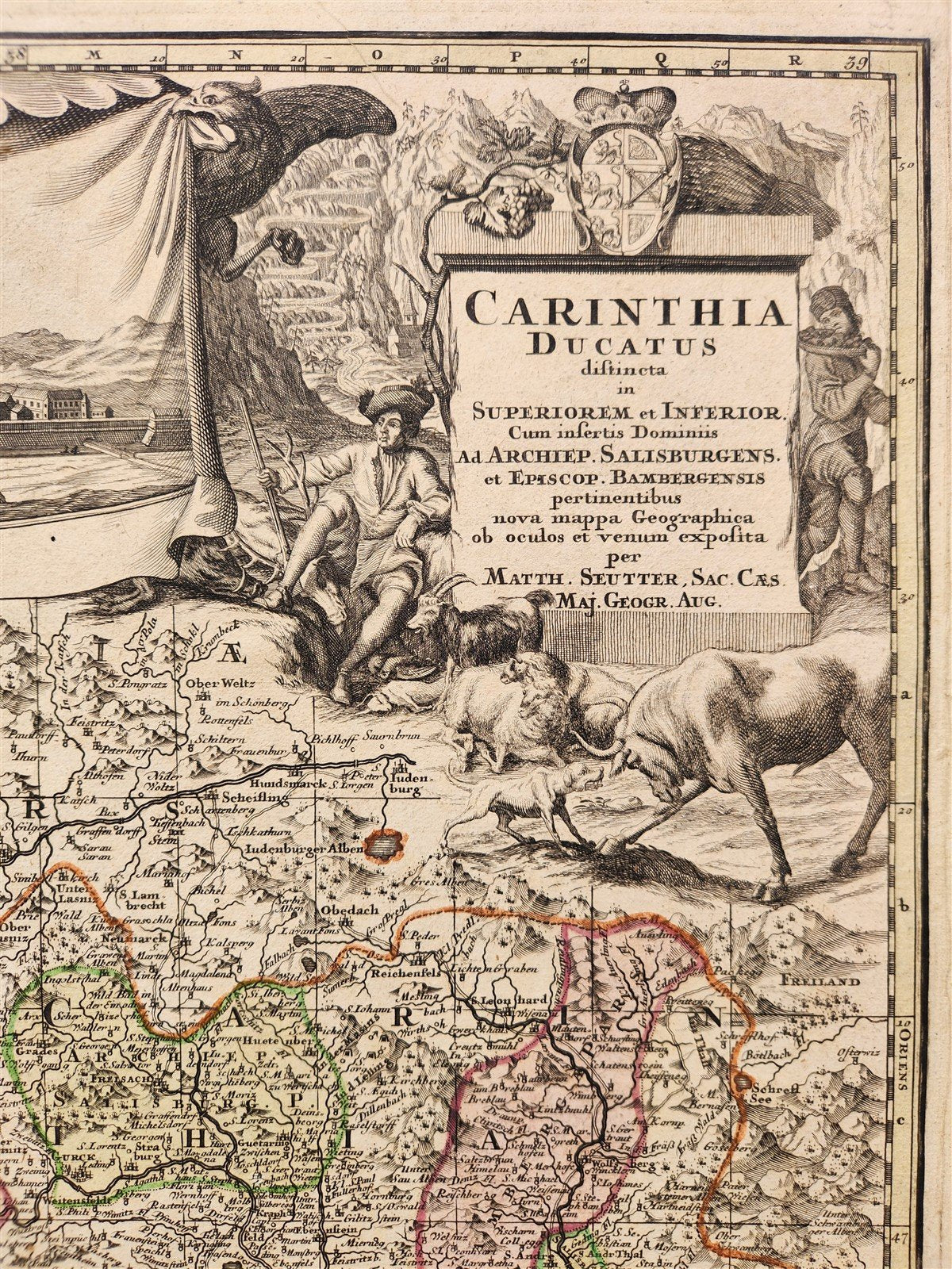 1750 AUSTRIA antique MAP CARINTHIA DUCATUS w/ town of Klagenfurt