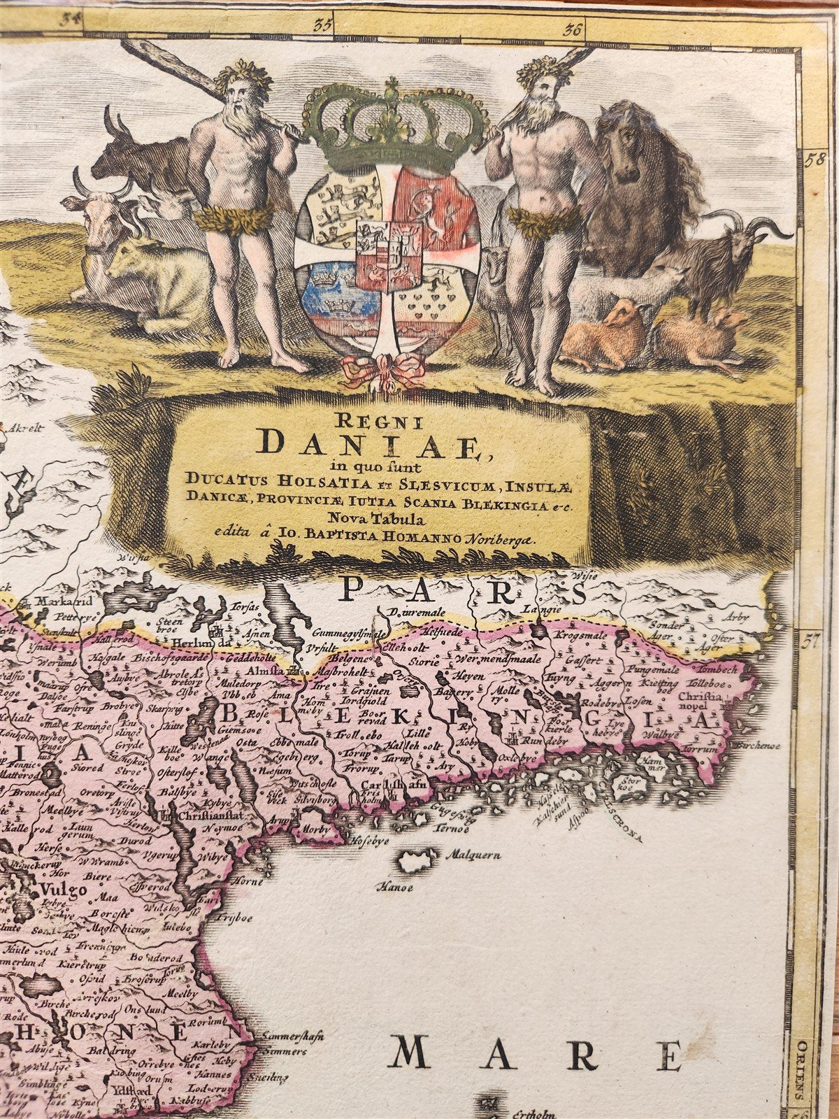 1730 DENMARK antique MAP REGNI DANIAE by JOHANN HOMANN AUTHENTIC