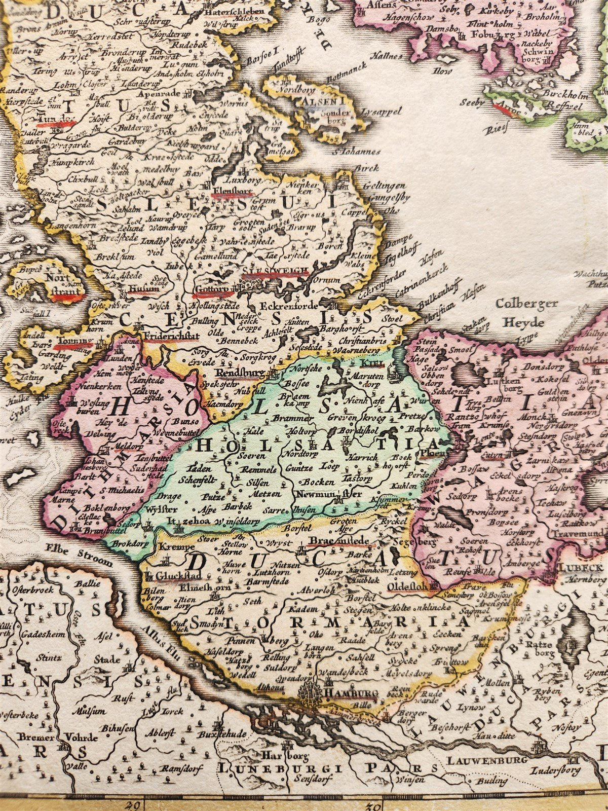 1730 DENMARK antique MAP REGNI DANIAE by JOHANN HOMANN AUTHENTIC