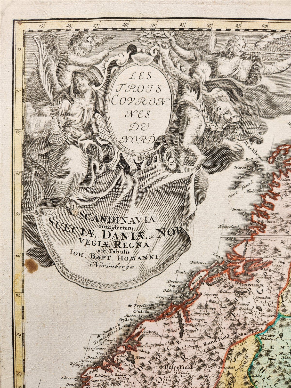 1750 antique MAP SCANDINAVIA SWEDEN DENMARK NORWAY LATVIA FINLAND JOHANN HOMANN
