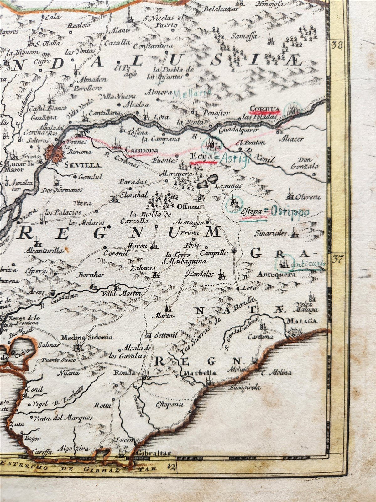 1720 PORTUGAL & BRAZIL antique MAP PORTUGALLIAE et ALGARBIAE by HOMANN