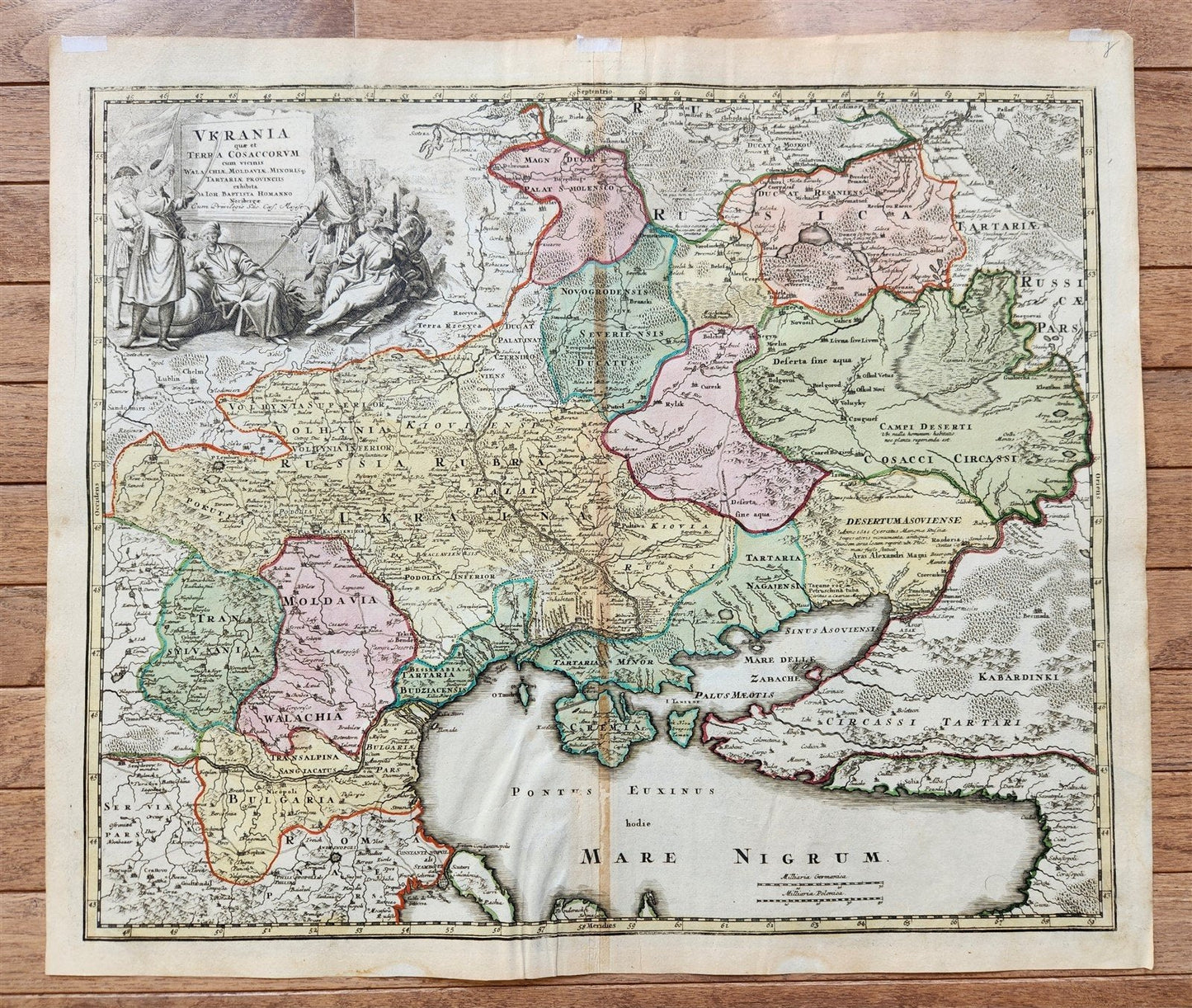 1720 UKRAINE antique MAP Ukrania Terra Cosaccorum Walachiae Moldoviae J. HOMANN