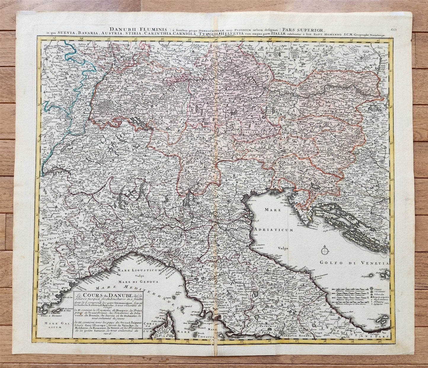1720 NORTHERN ITALY antique MAP by JOHANN HOMANN AUTHENTIC