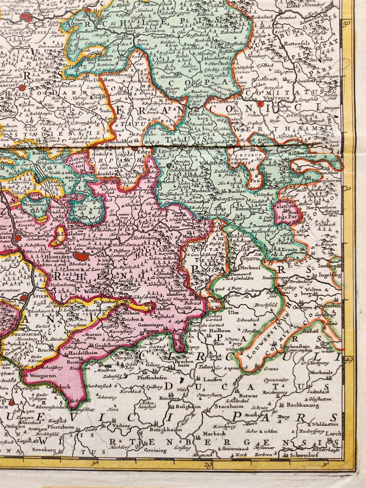 1720s GERMANY antique MAP Circulus Electorum Rheni Sive Rhenanus Inferior HOMANN