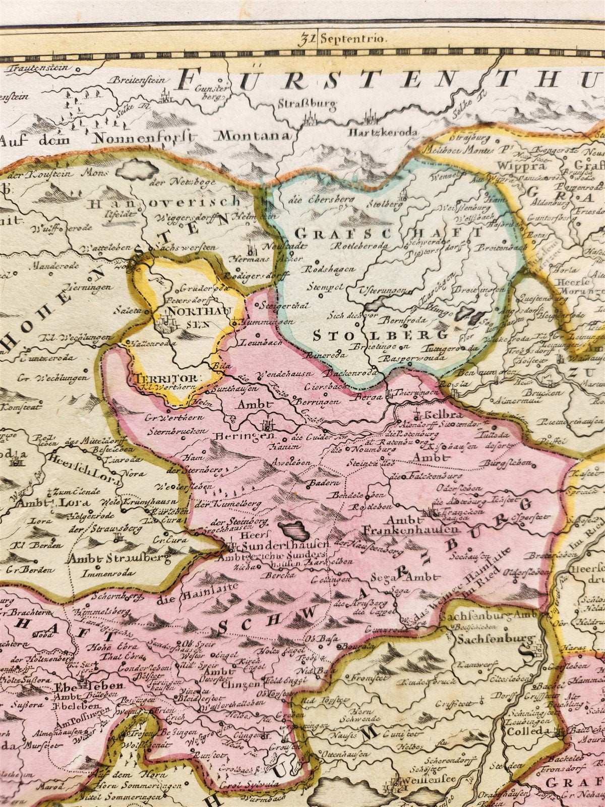 1720s THURINGIA GERMANY antique MAP by JOHANN HOMANN