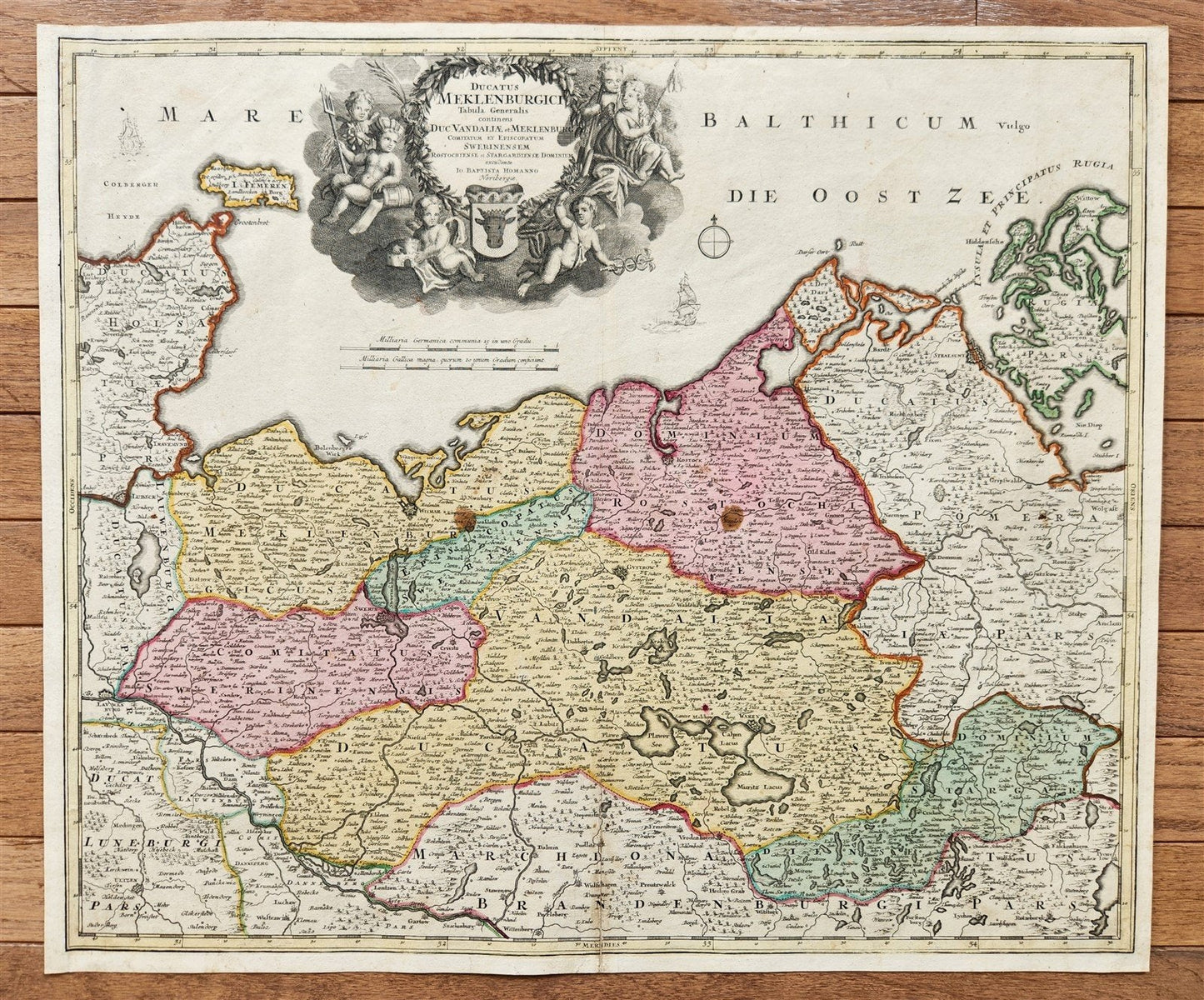 1712 GERMANY antique MAP DUCATUS MEKLENBURGICI by JOHANN HOMANN