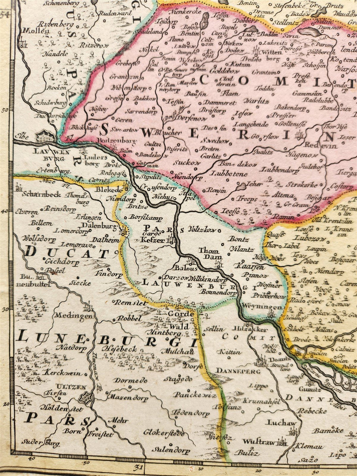 1712 GERMANY antique MAP DUCATUS MEKLENBURGICI by JOHANN HOMANN