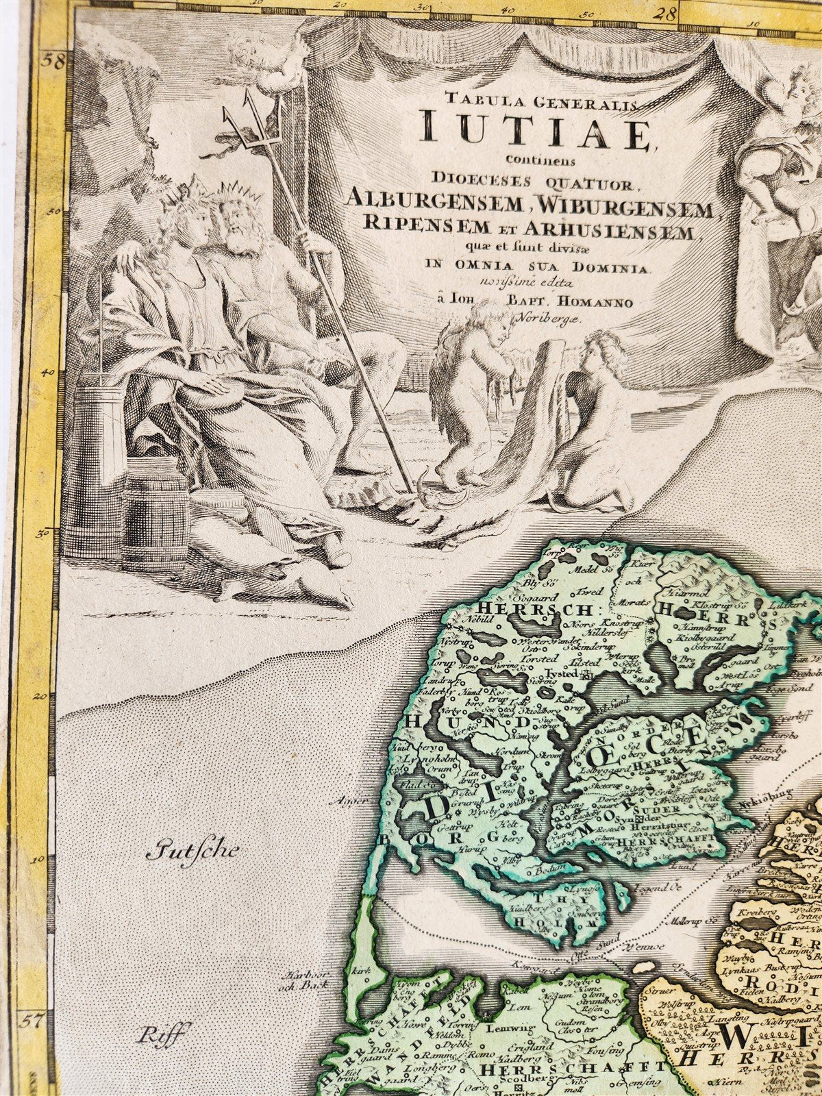 1710s DENMARK antique MAP IUTIAE Tabula Generalis by JOHANN HOMANN AUTHENTIC