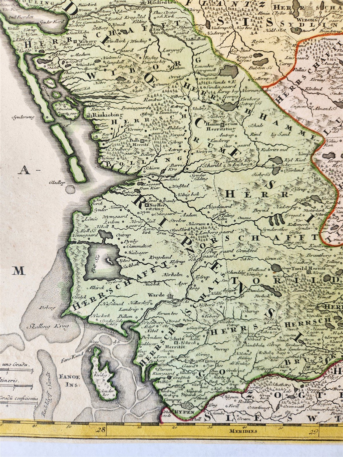 1710s DENMARK antique MAP IUTIAE Tabula Generalis by JOHANN HOMANN AUTHENTIC