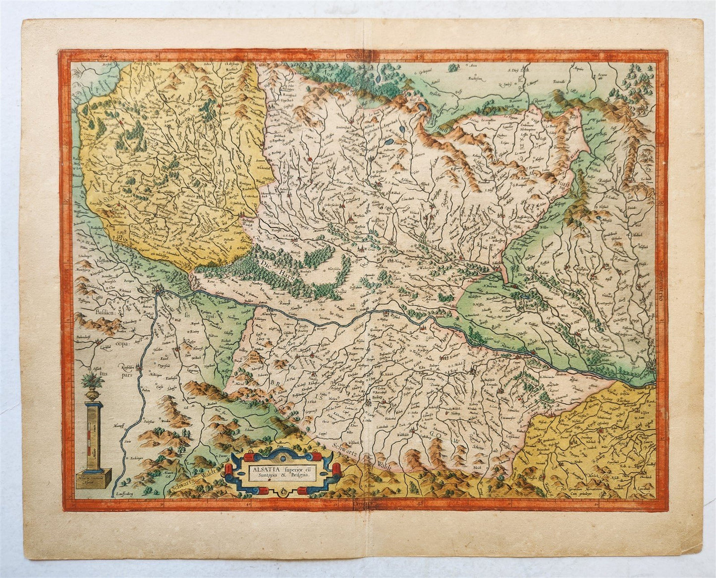 1623 ALSACE FRANCE antique MAP Gerhard Mercator - Hendricus Hondius