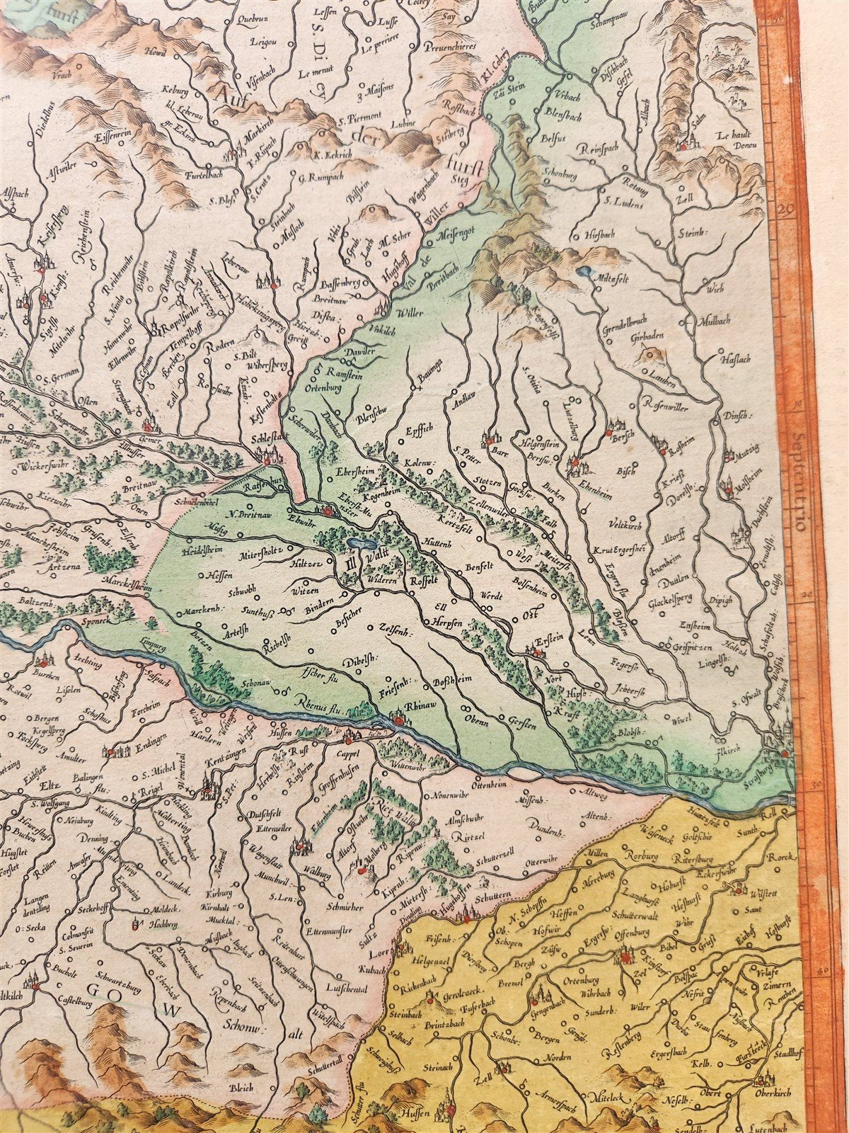 1623 ALSACE FRANCE antique MAP Gerhard Mercator - Hendricus Hondius