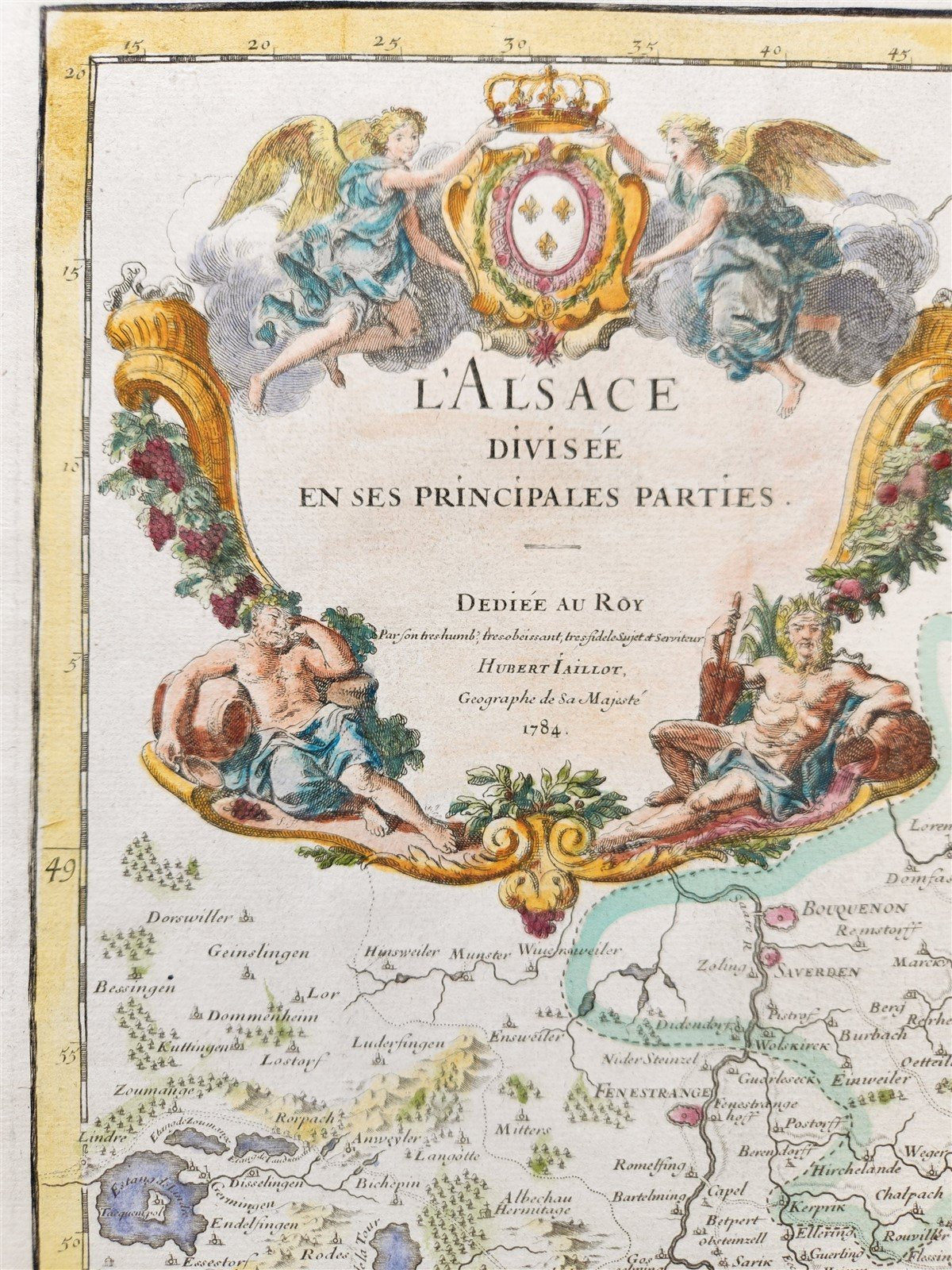 1707 ALSACE FRANCE antique MAP L'Alsace divisée en ses principales parties