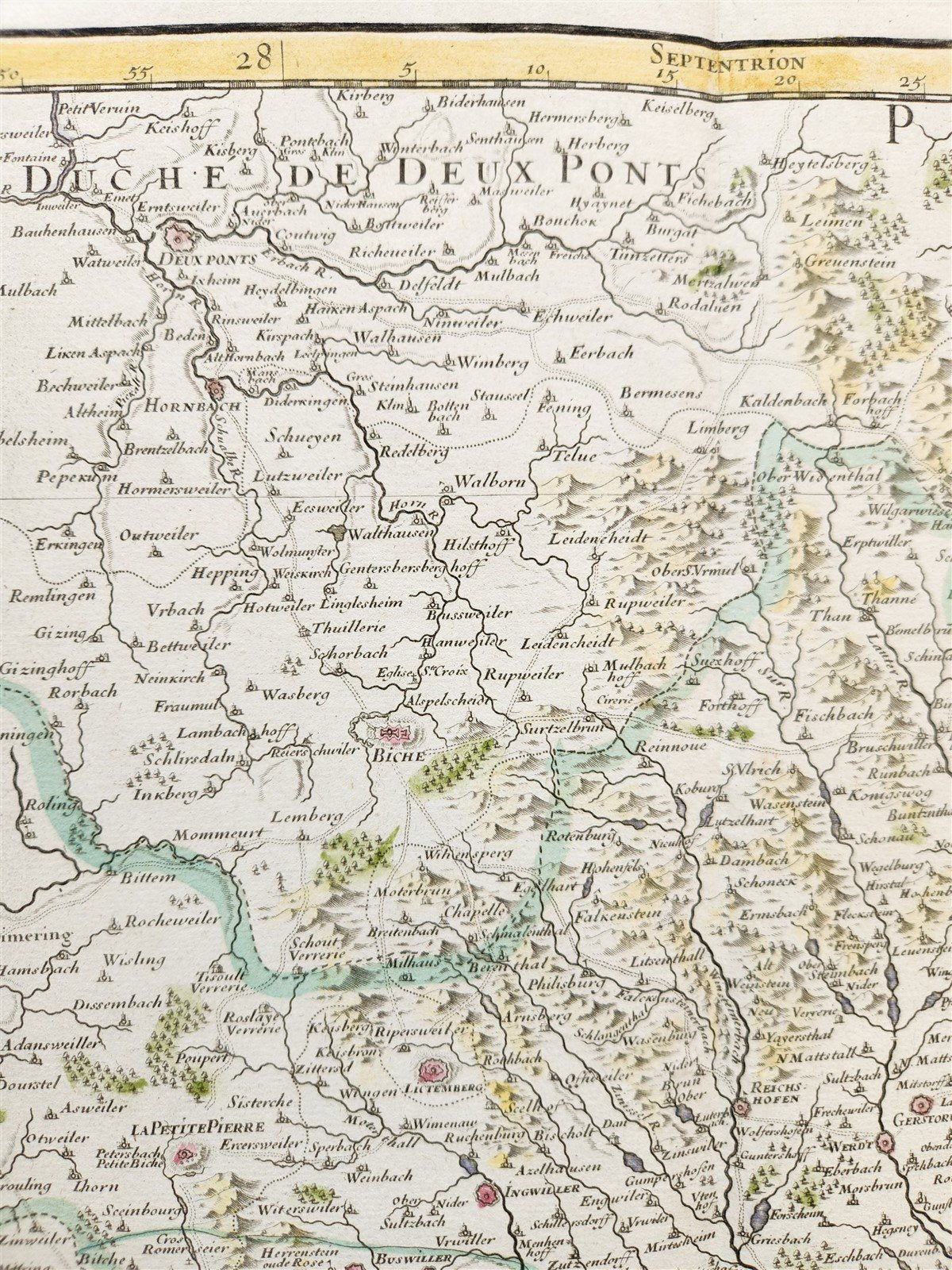 1707 ALSACE FRANCE antique MAP L'Alsace divisée en ses principales parties