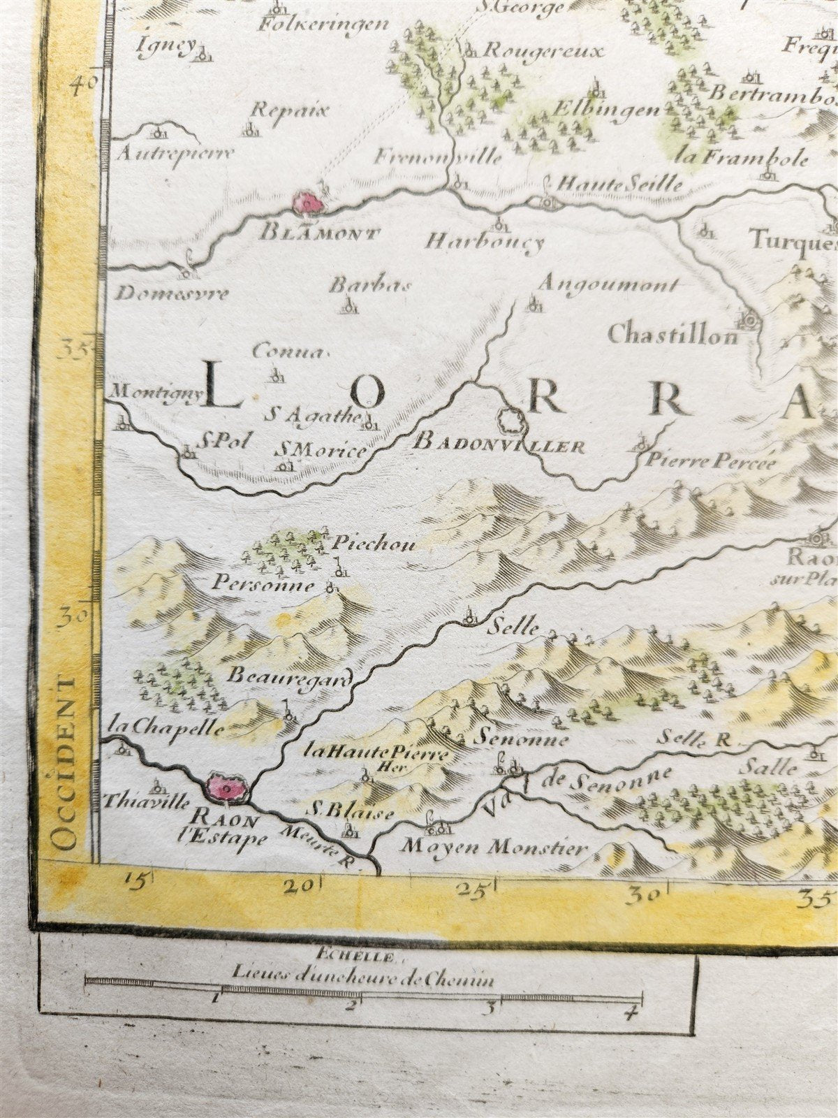 1707 ALSACE FRANCE antique MAP L'Alsace divisée en ses principales parties