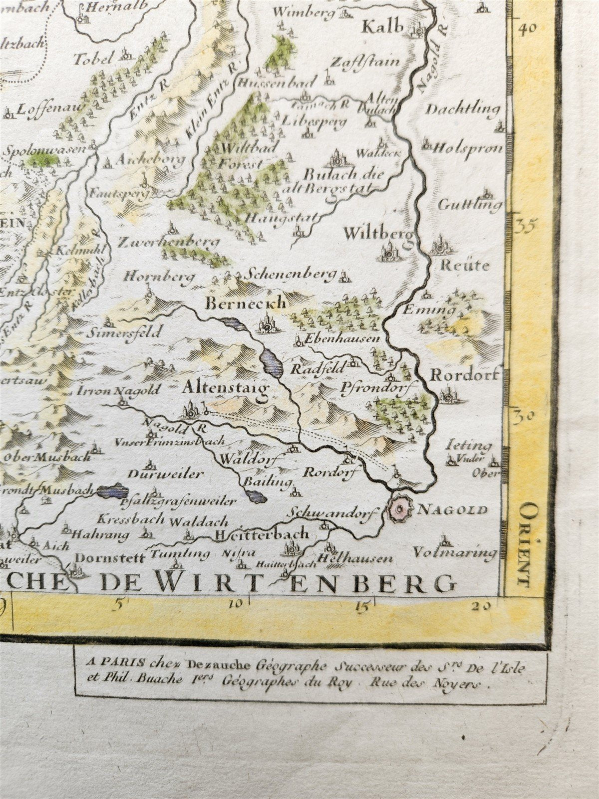 1707 ALSACE FRANCE antique MAP L'Alsace divisée en ses principales parties