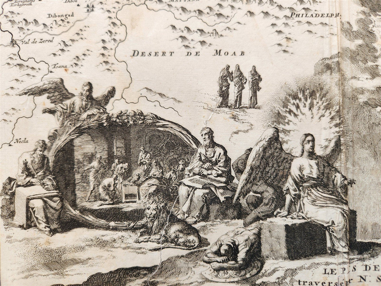 1707 LE PAS DE CANAAN antique BIBLICAL MAP