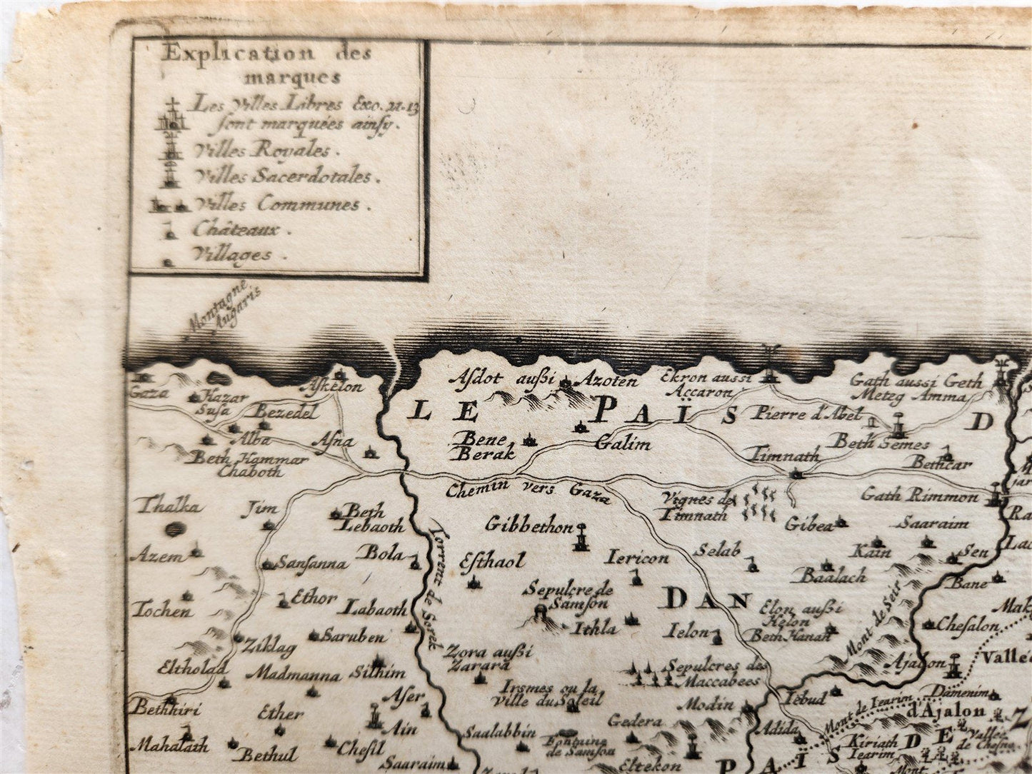 1707 LE PAS DE CANAAN antique BIBLICAL MAP