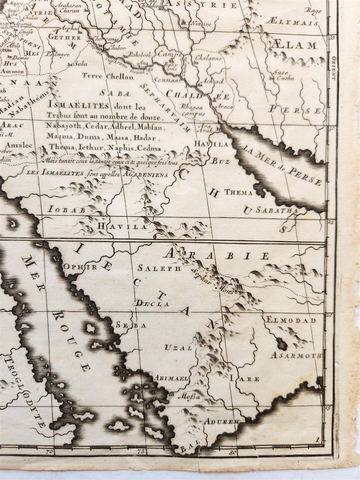 1707 DESCRIPTION DE LA GEOGRAPHIE SACREE antique BIBLICAL MAP
