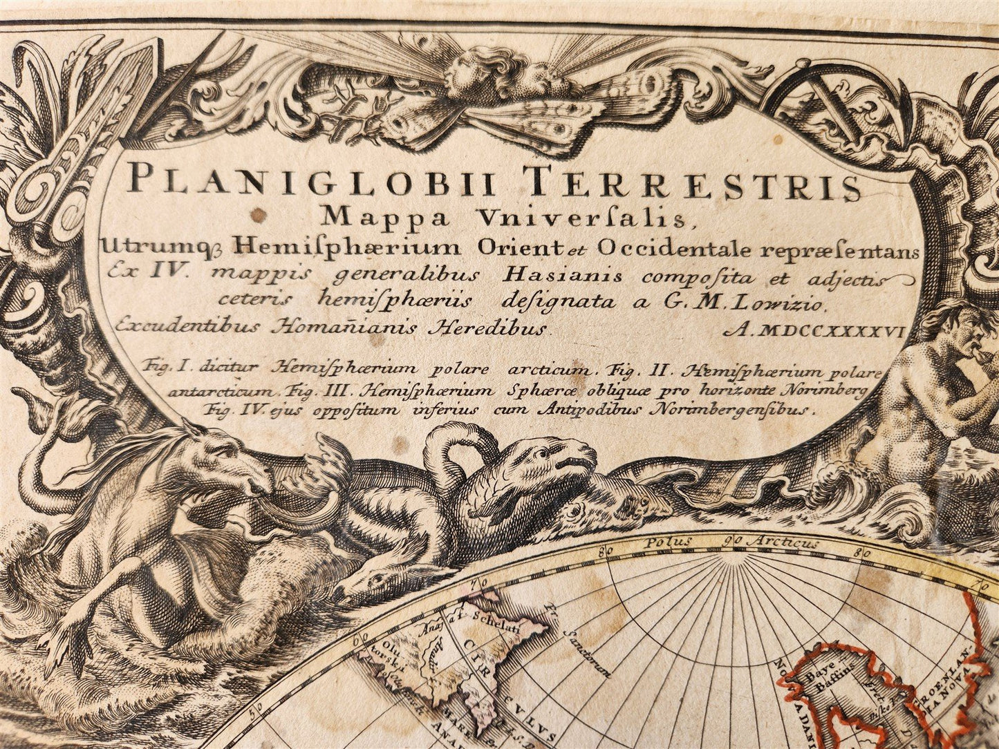 1746 WORLD MAP antique PLANIGLOBII TERRESTRIS MAPPE MONDE by HEIRS of HOMANN