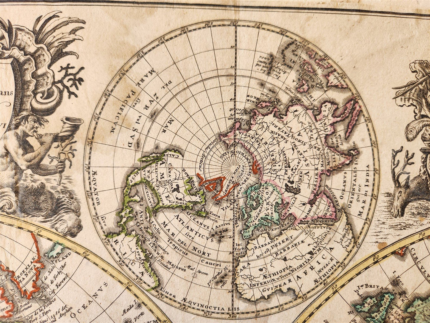 1746 WORLD MAP antique PLANIGLOBII TERRESTRIS MAPPE MONDE by HEIRS of HOMANN