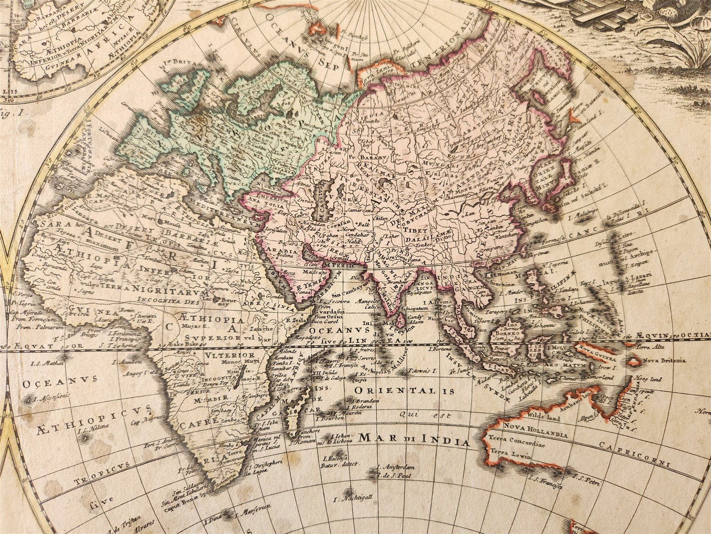 1746 WORLD MAP antique PLANIGLOBII TERRESTRIS MAPPE MONDE by HEIRS of HOMANN