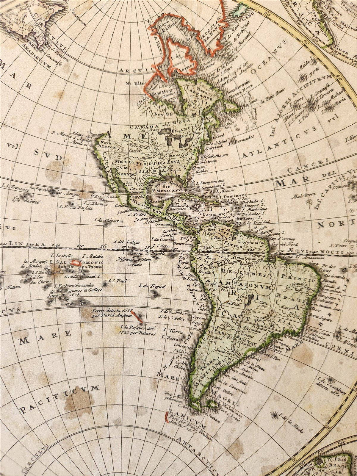 1746 WORLD MAP antique PLANIGLOBII TERRESTRIS MAPPE MONDE by HEIRS of HOMANN