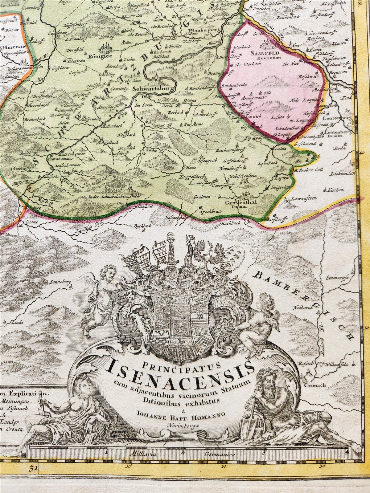 1730s PRINCIPATUS ISENACENSIS GERMANY antique MAP by JOHANN HOMANN
