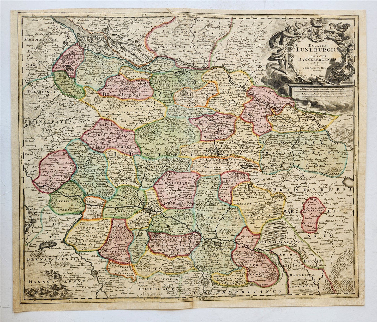 1730s LUNEBURG GERMANY antique MAP by JOHANN HOMANN