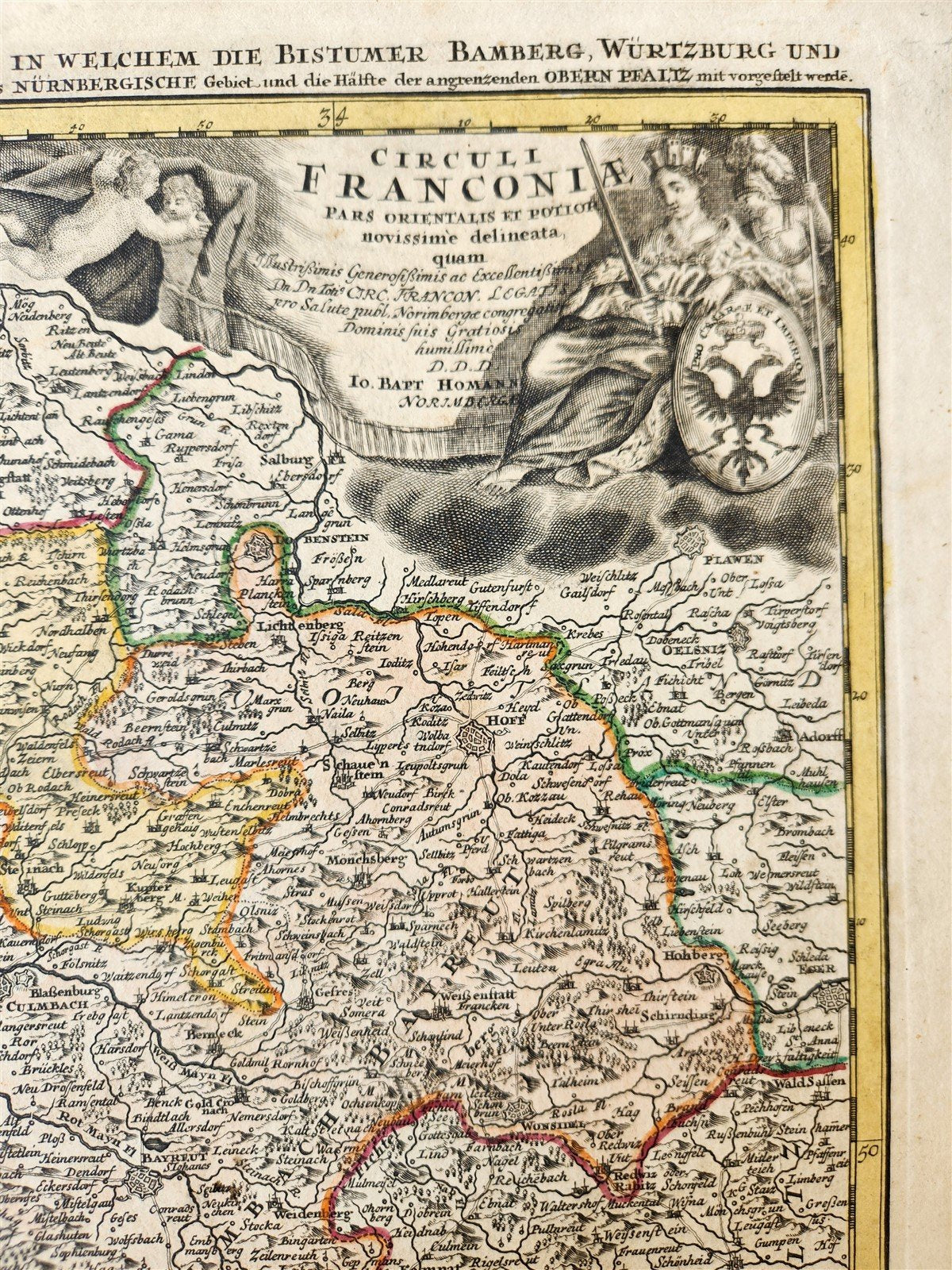 1730s FRANCONIA GERMANY antique MAP Bamberg by JOHANN HOMANN
