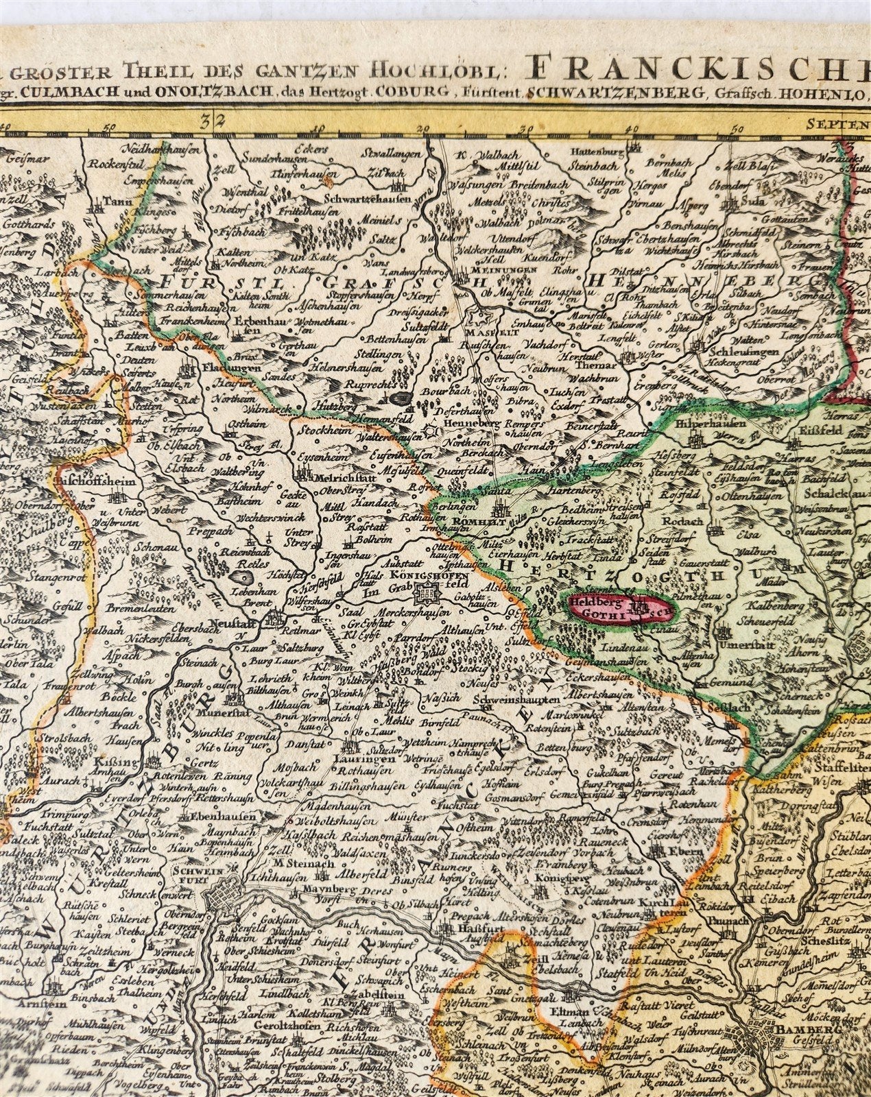 1730s FRANCONIA GERMANY antique MAP Bamberg by JOHANN HOMANN