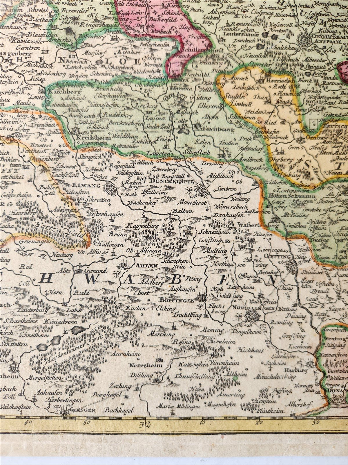 1730s FRANCONIA GERMANY antique MAP Bamberg by JOHANN HOMANN
