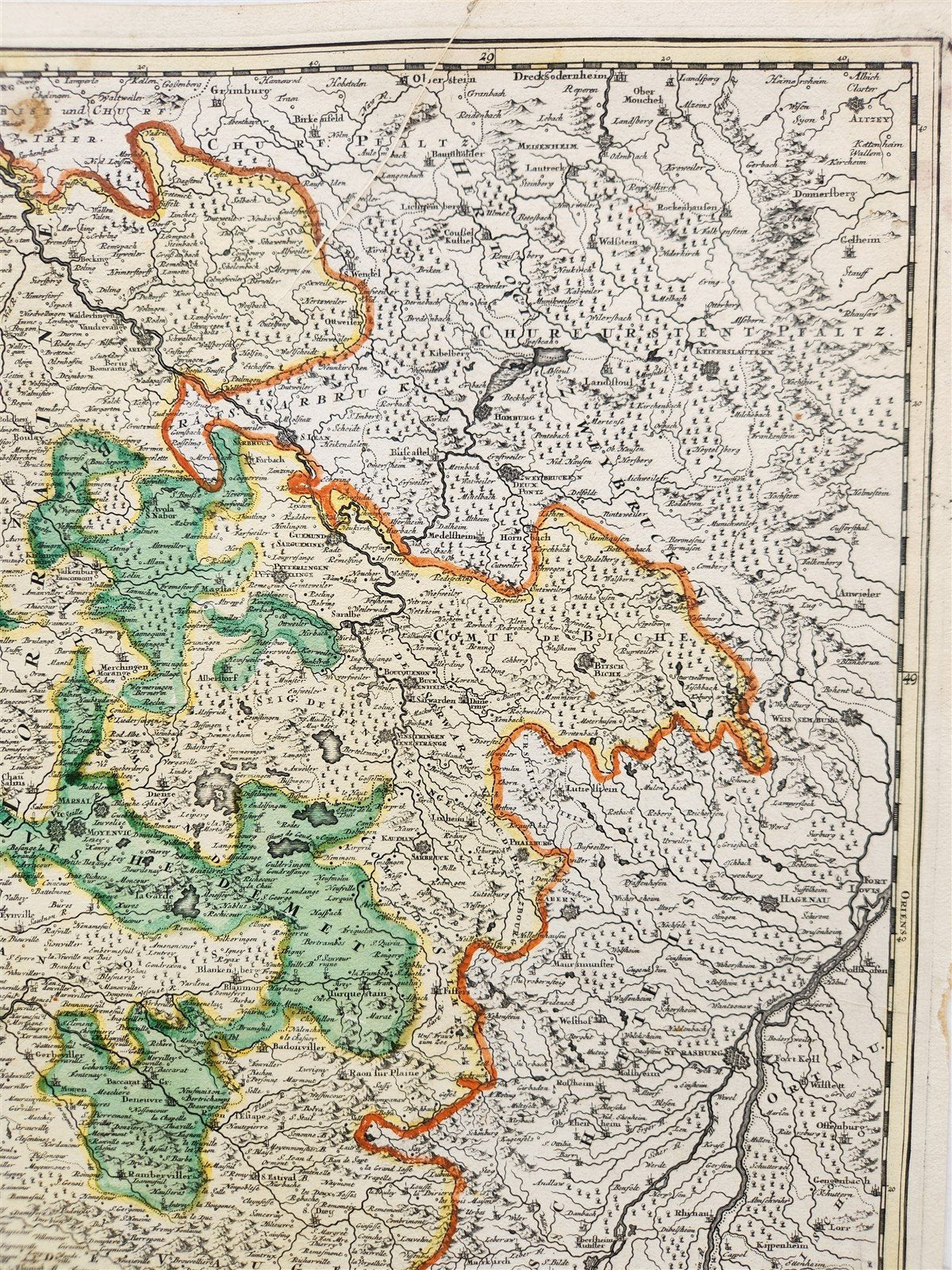 1720s LOTHARINGIAE FRANCE antique MAP by J. HOMANN Lorraine Bar Metz Toul Verdun