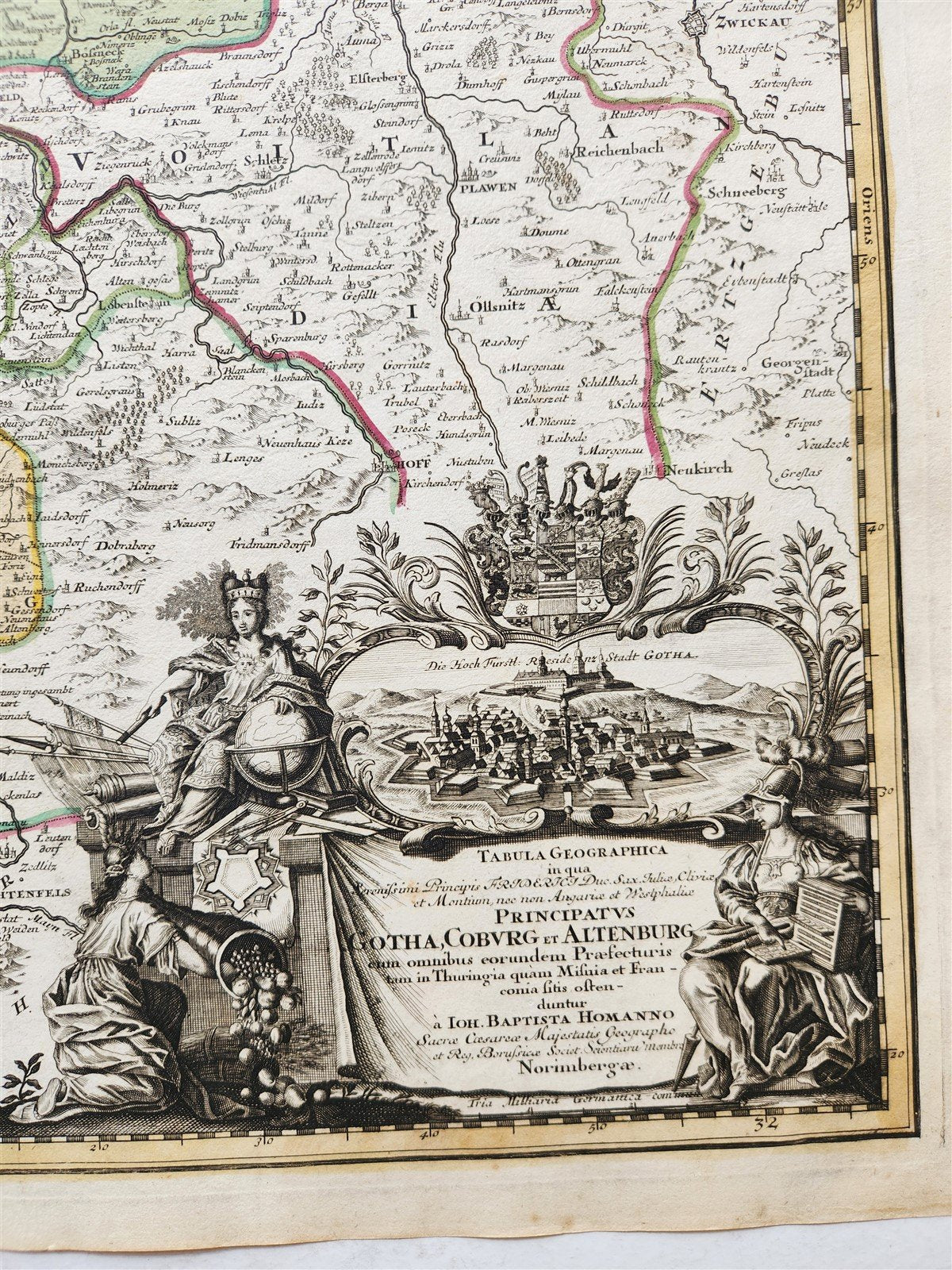 1730s GERMANY antique MAP PRINCIPATUS GOTHA COBURG et ALTENBURG by JOHANN HOMANN