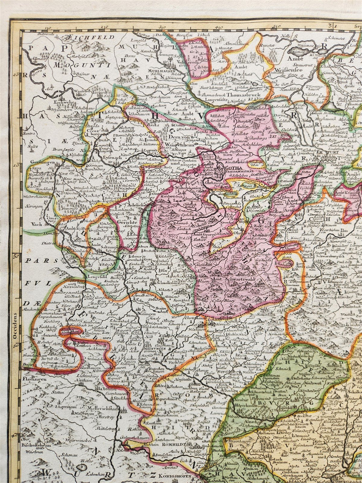1730s GERMANY antique MAP PRINCIPATUS GOTHA COBURG et ALTENBURG by JOHANN HOMANN