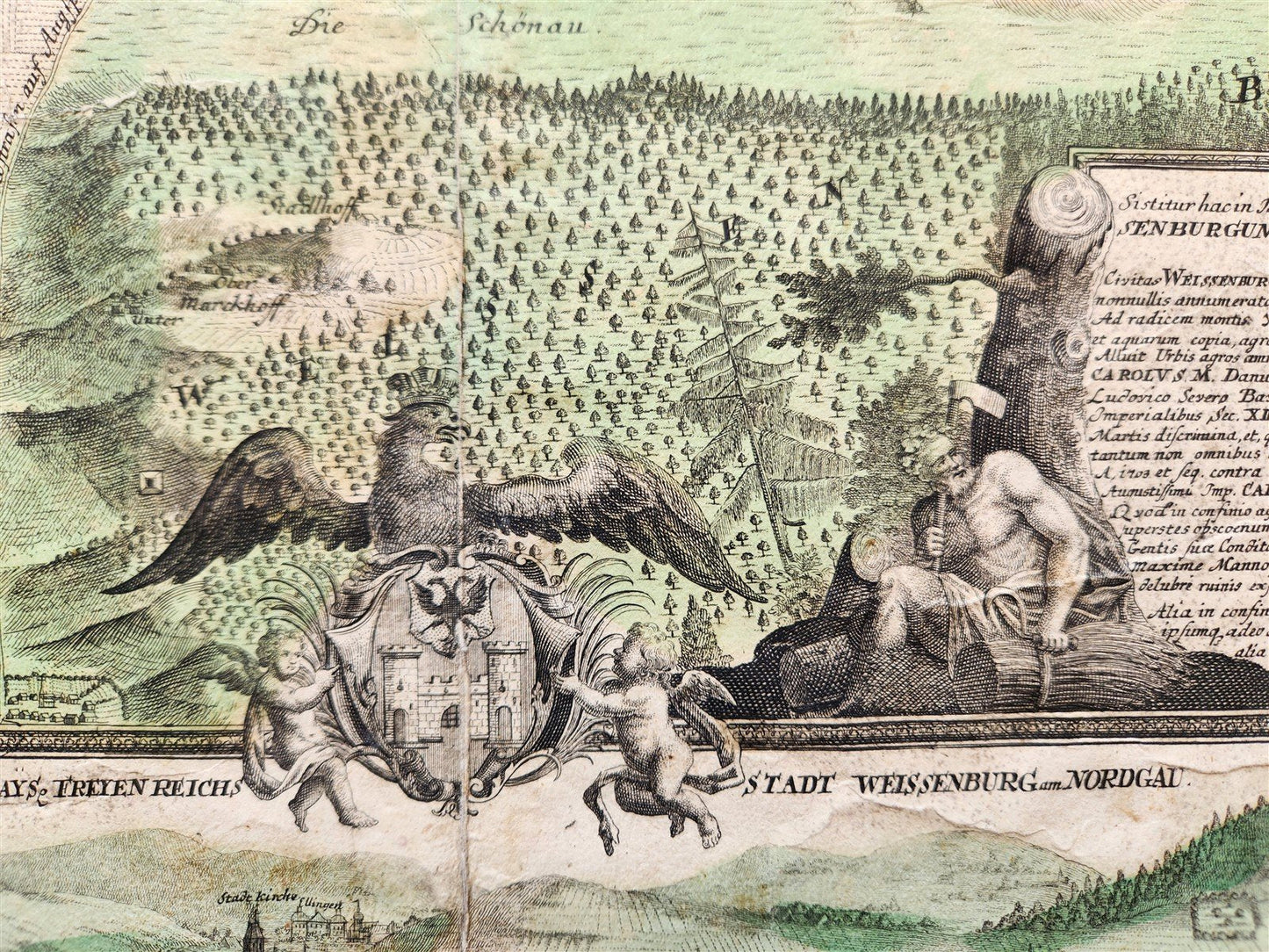 1725 GERMANY antique MAP Weissenburg am Nordgau by JOHANN HOMANN