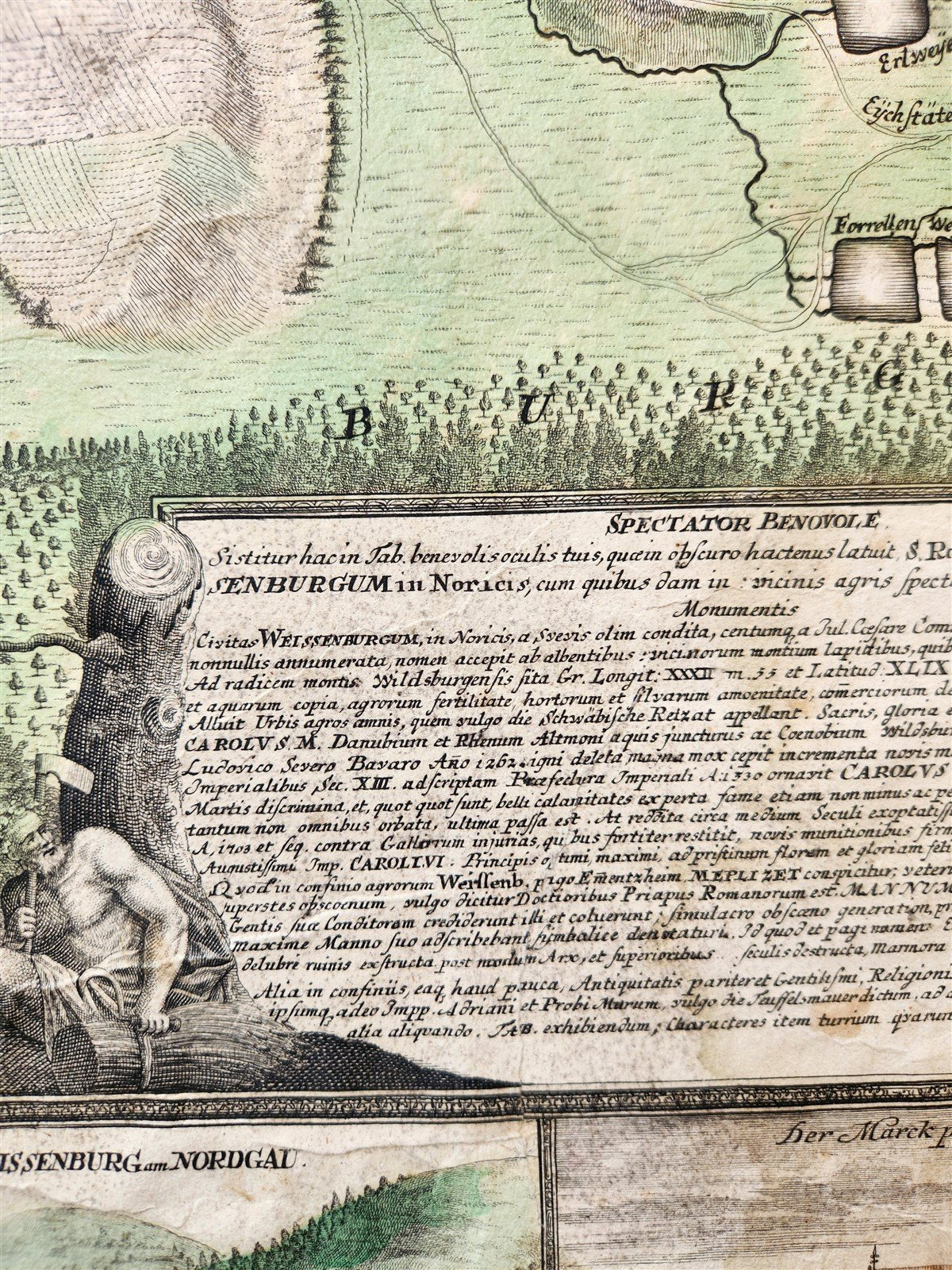 1725 GERMANY antique MAP Weissenburg am Nordgau by JOHANN HOMANN