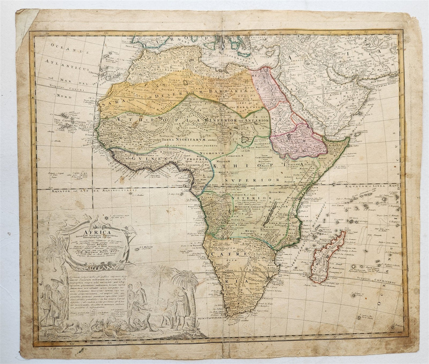 1737 AFRICA antique MAP by Leonis Africani - Matthia Hasso