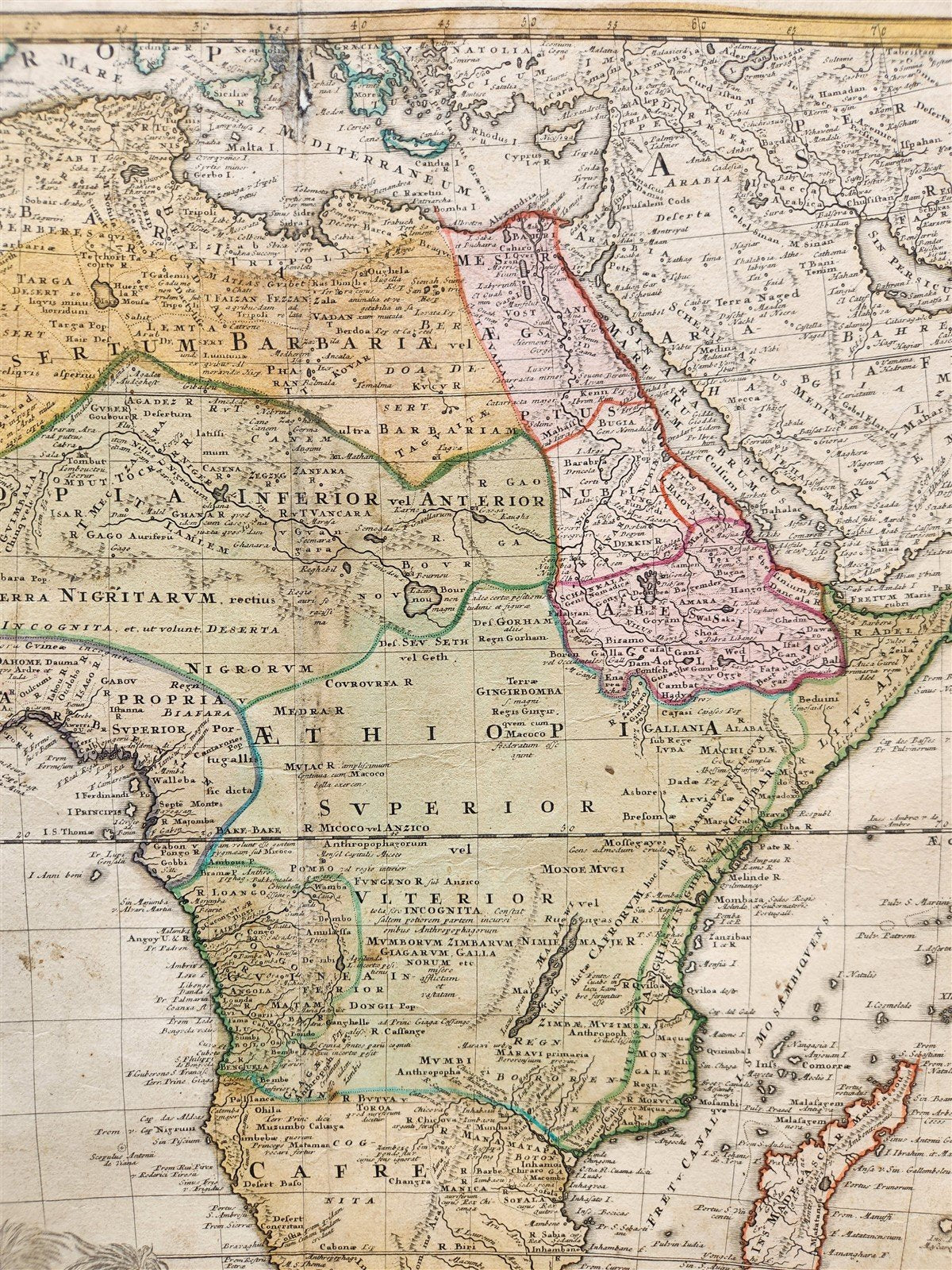 1737 AFRICA antique MAP by Leonis Africani - Matthia Hasso