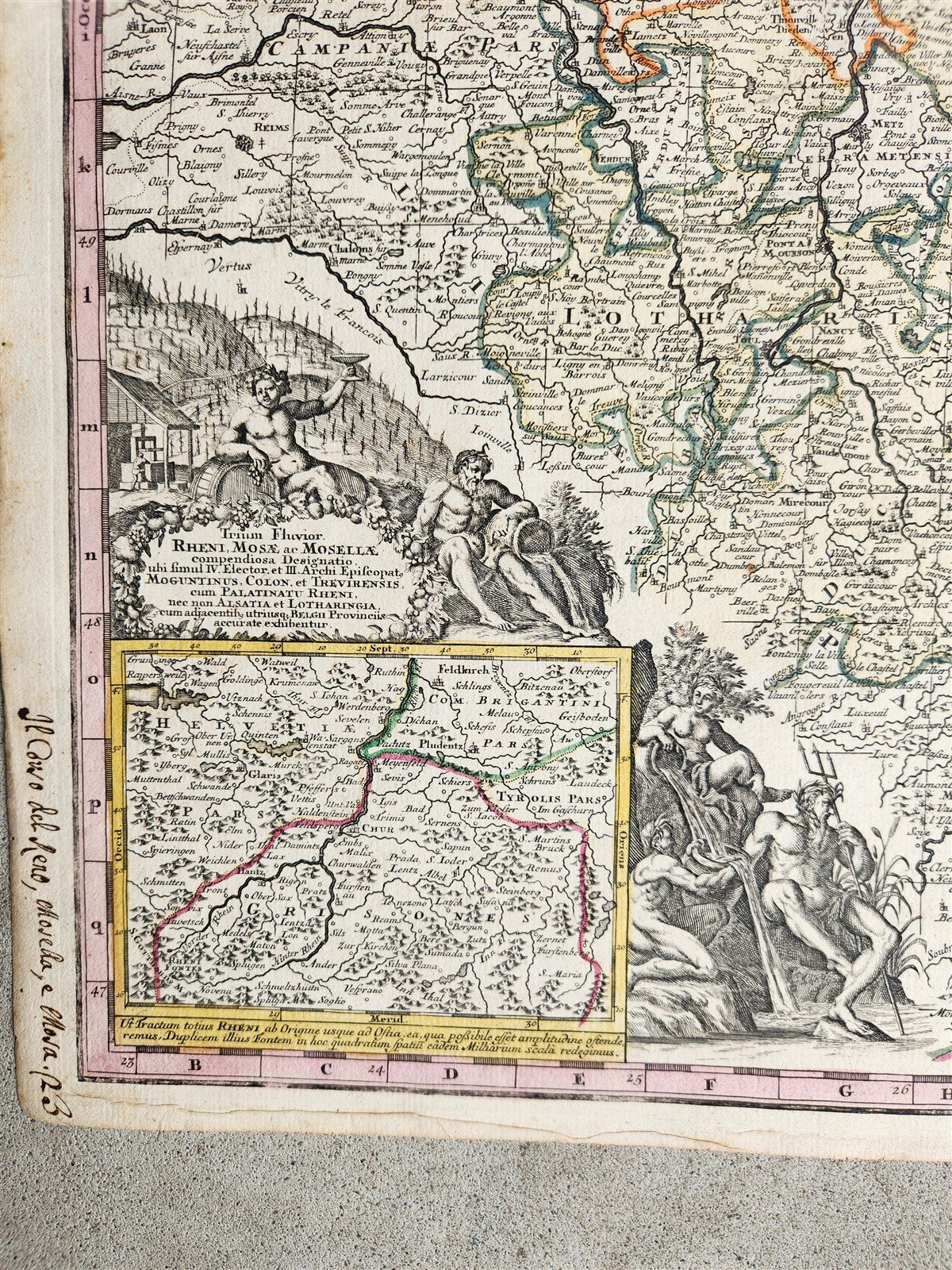 1740s GERMANY & FRANCE antique MAP MARTIS AREA et ALEA RHENI MOSSELAE ac MOSAE