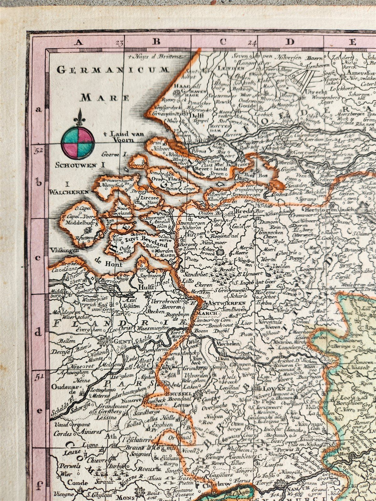 1740s GERMANY & FRANCE antique MAP MARTIS AREA et ALEA RHENI MOSSELAE ac MOSAE