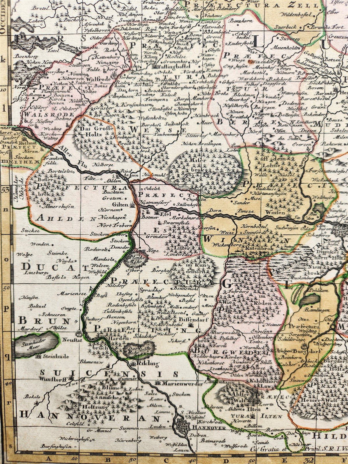 1741 GERMANY LOWER SAXONY antique MAP Ducatus Luneburgicus by Matthaus Seutter