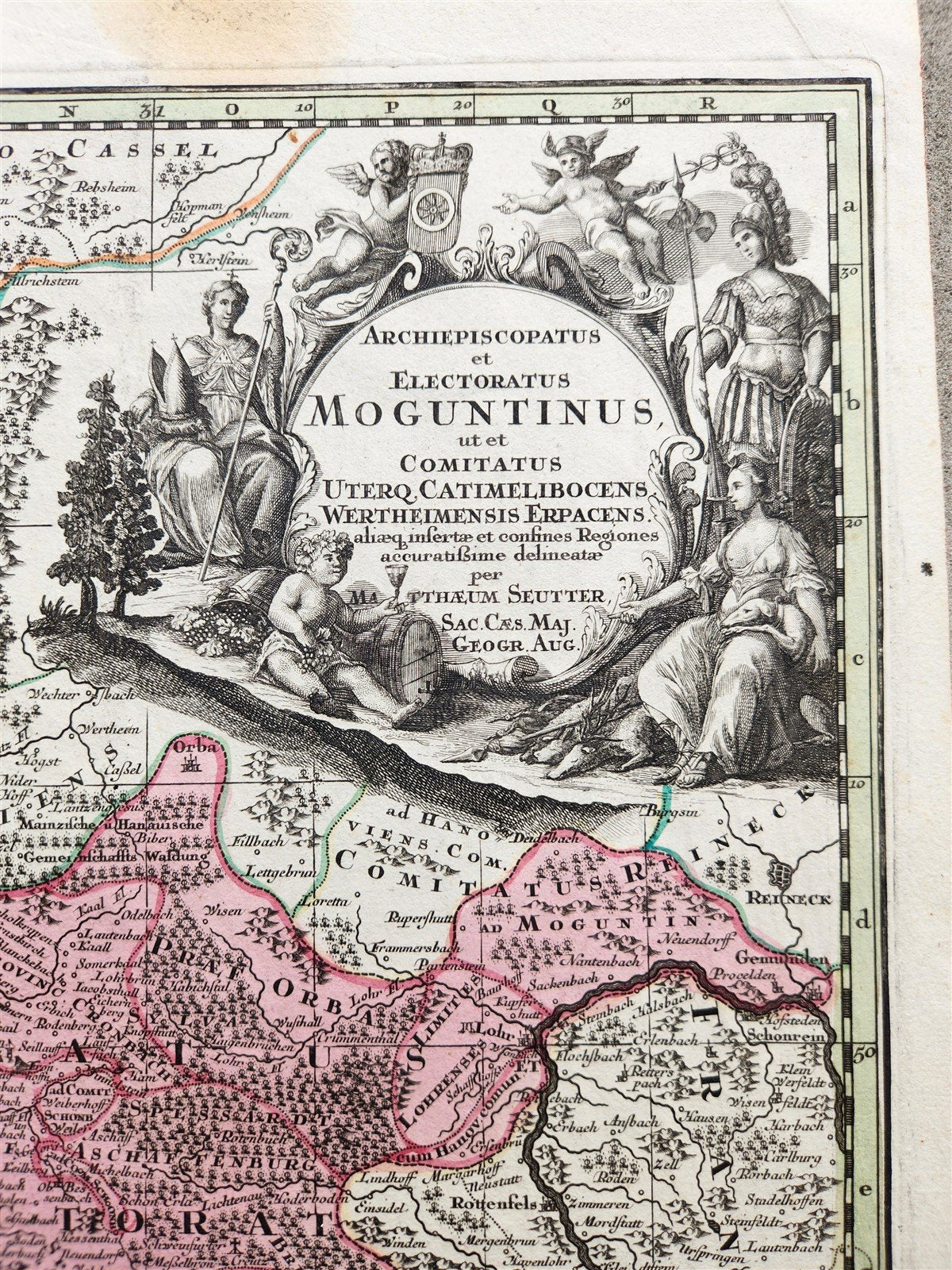 1740 GERMANY antique MAP Archiepiscopatus et MOGUNTINUS by Matthaus Seutter