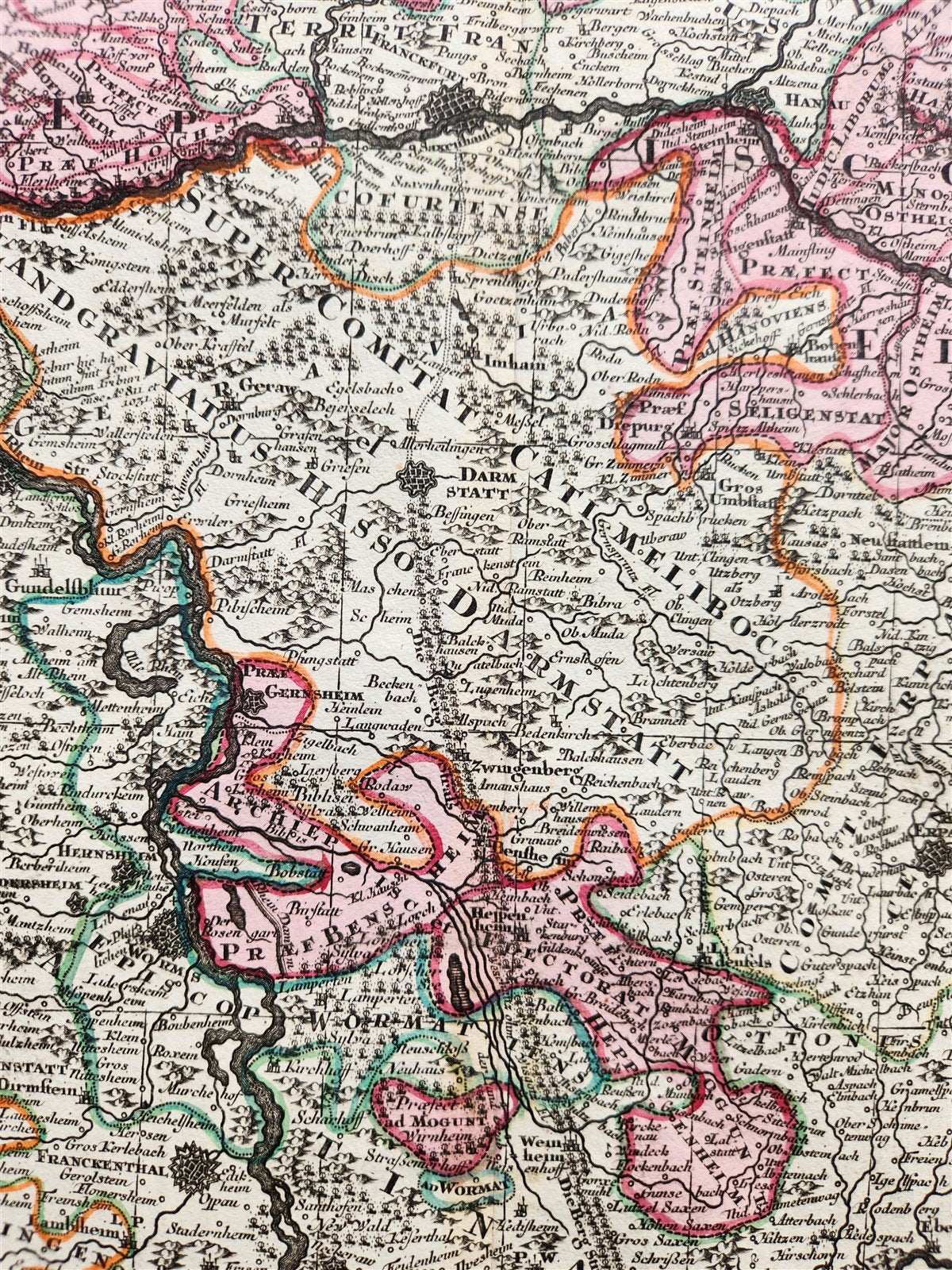 1740 GERMANY antique MAP Archiepiscopatus et MOGUNTINUS by Matthaus Seutter