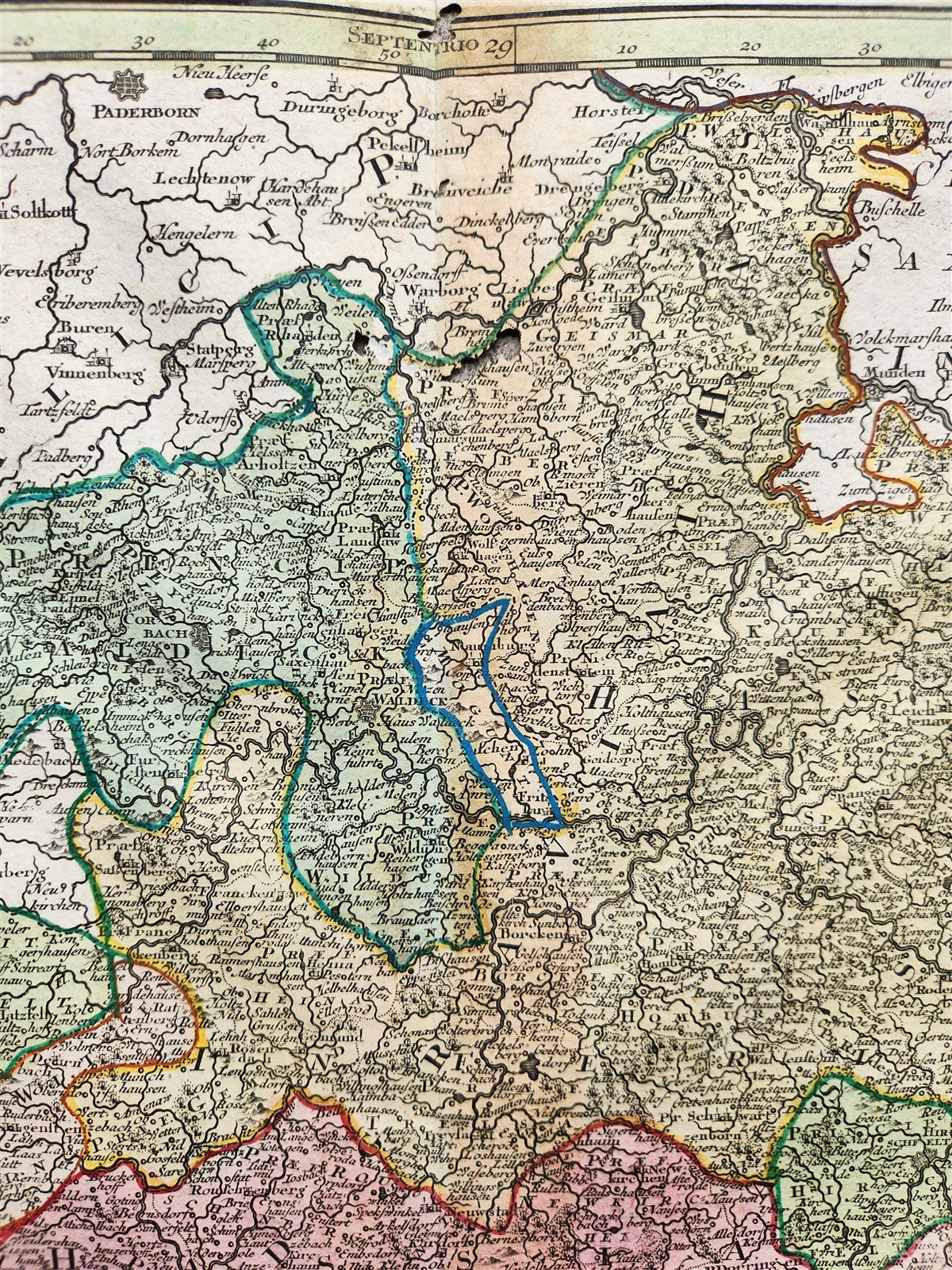 1740s GERMANY HESSE antique MAP HASSIA by Matthaus Seutter